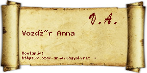 Vozár Anna névjegykártya