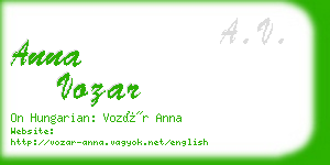 anna vozar business card